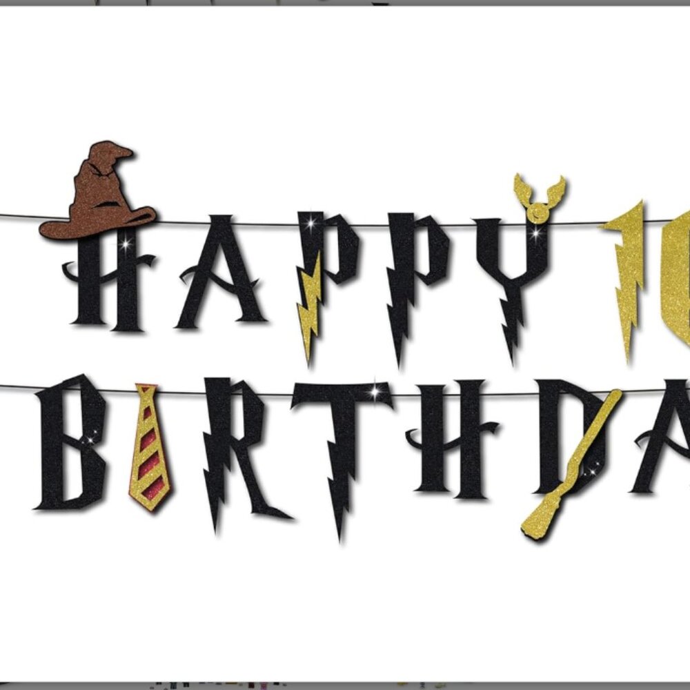 5/$20 Pre-strung Wizard Themed Happy 10th Birthday Banner NWT